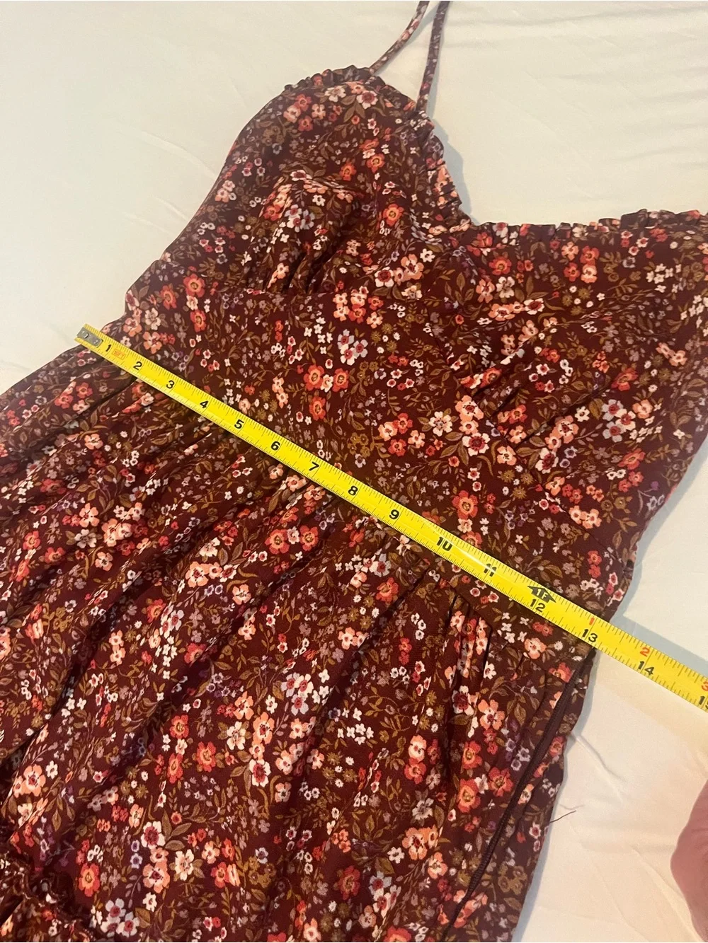 Trixxi NWT Rust Floral Tiered Midi Dress Spaghetti Strap - Picture 8 of 12